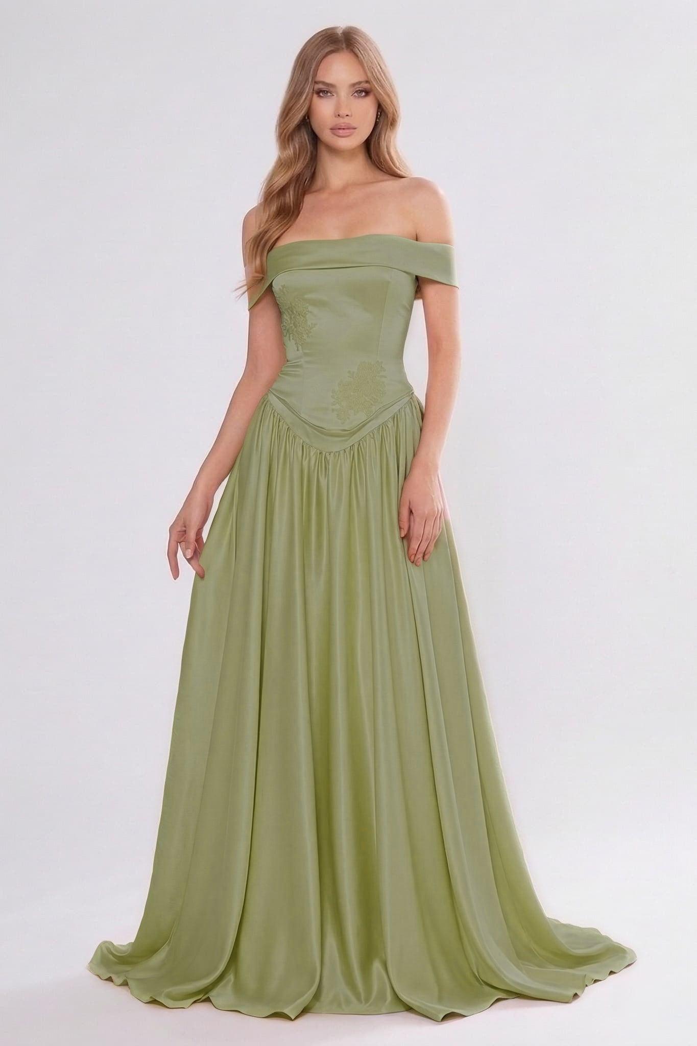 A-Line/Two-Piece Floor Length Soft Satin Wedding Guest Dress CG0312
