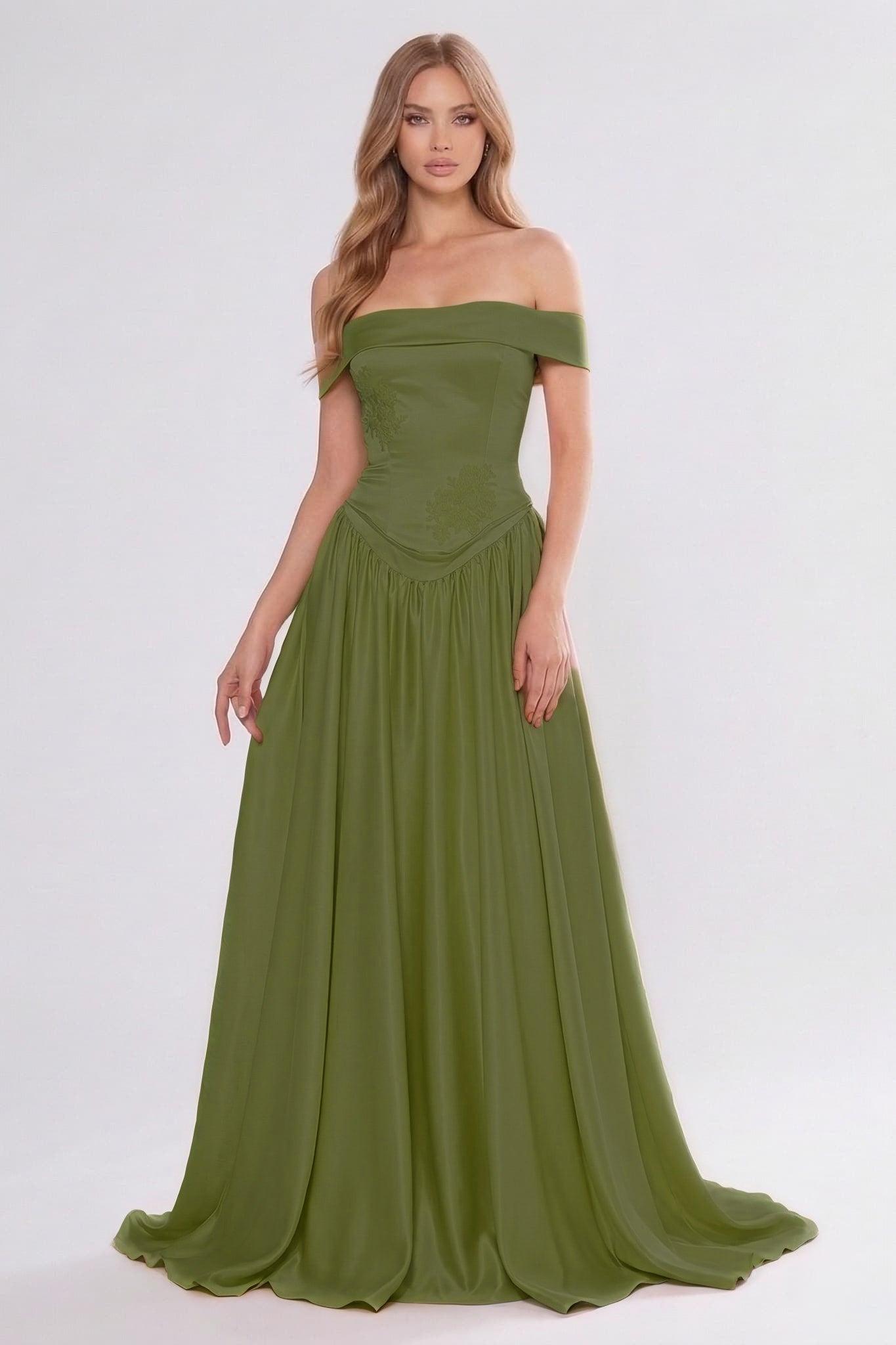 A-Line/Two-Piece Floor Length Soft Satin Wedding Guest Dress CG0312