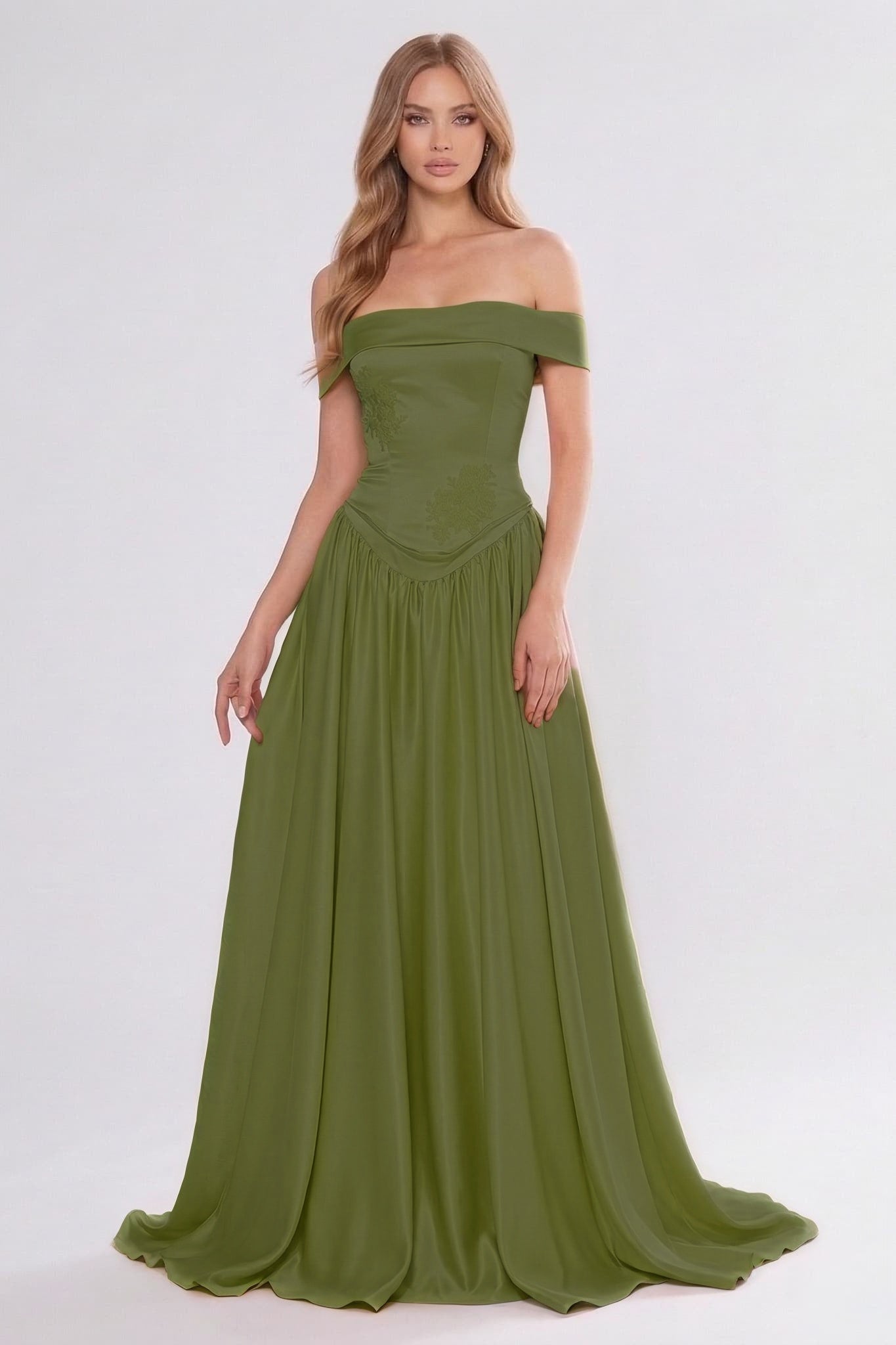 A-Line/Two-Piece Floor Length Soft Satin Wedding Guest Dress CG0312