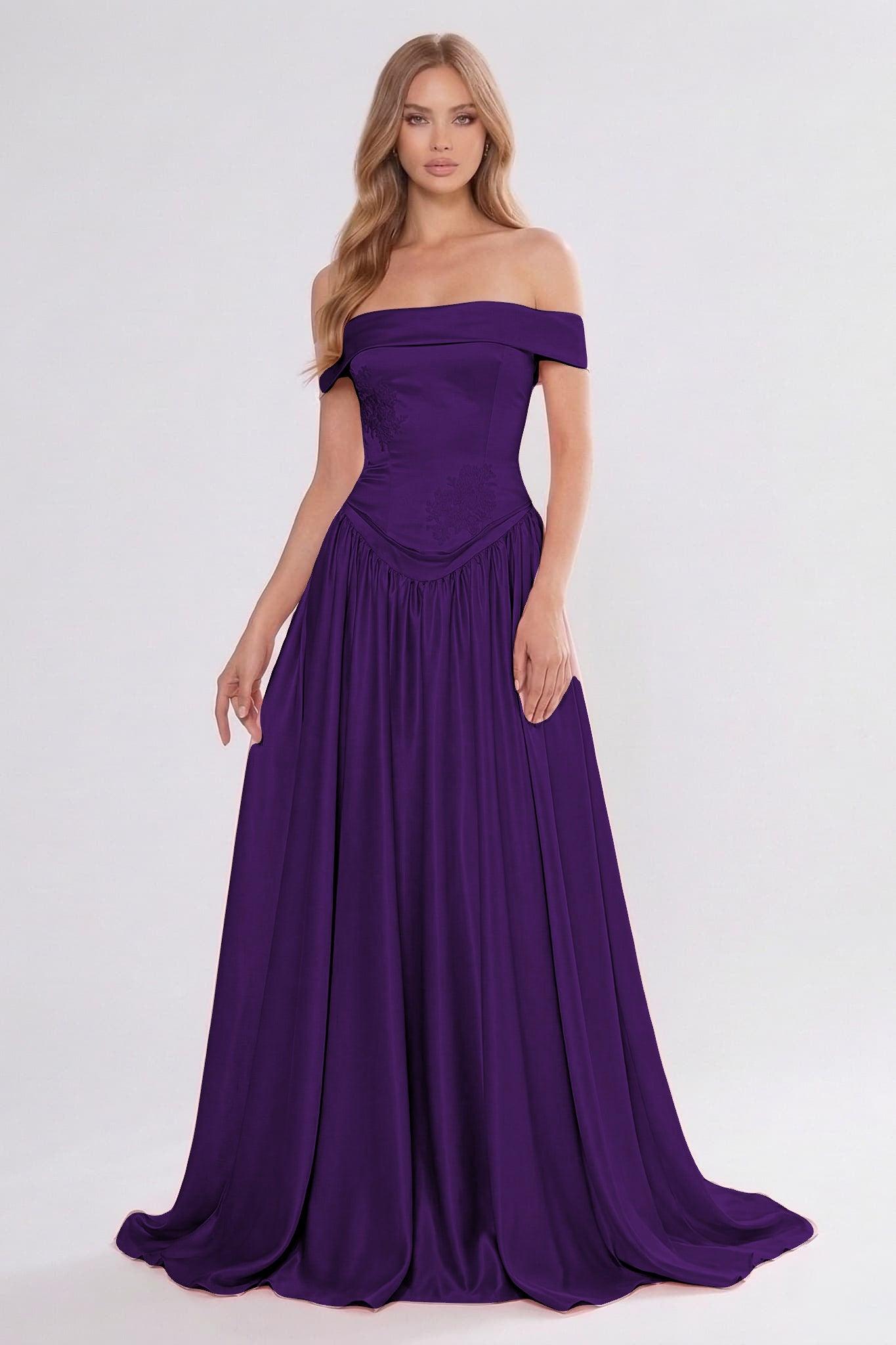 A-Line/Two-Piece Floor Length Soft Satin Wedding Guest Dress CG0312