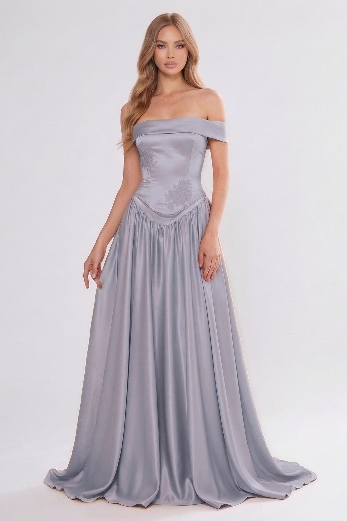 A-Line/Two-Piece Floor Length Soft Satin Wedding Guest Dress CG0312