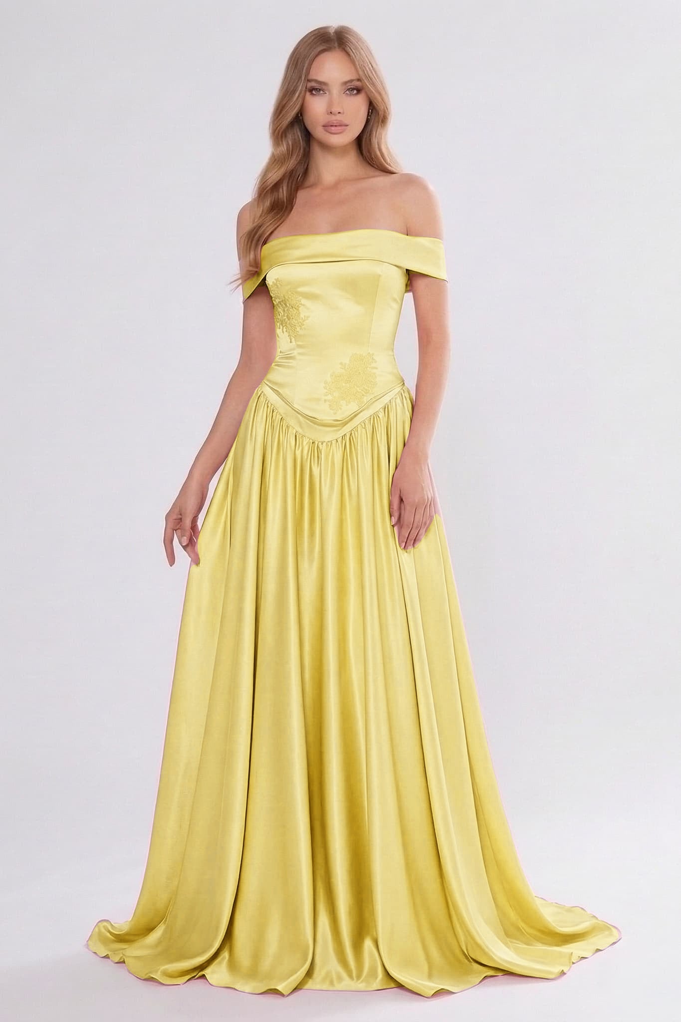 A-Line/Two-Piece Floor Length Soft Satin Wedding Guest Dress CG0312