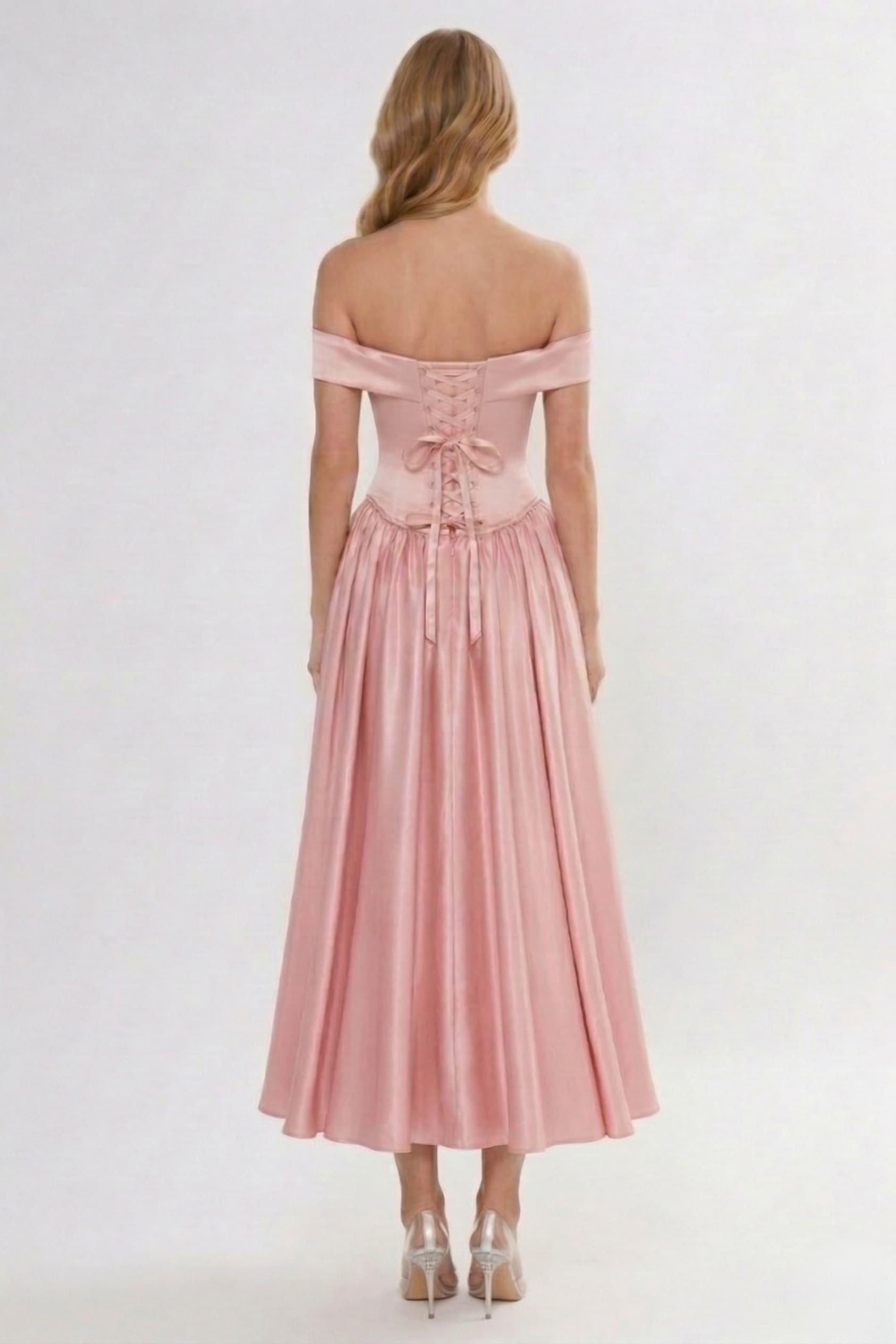 A-Line/Two-Piece Ankle Length Soft Satin Wedding Guest Dress CG0313