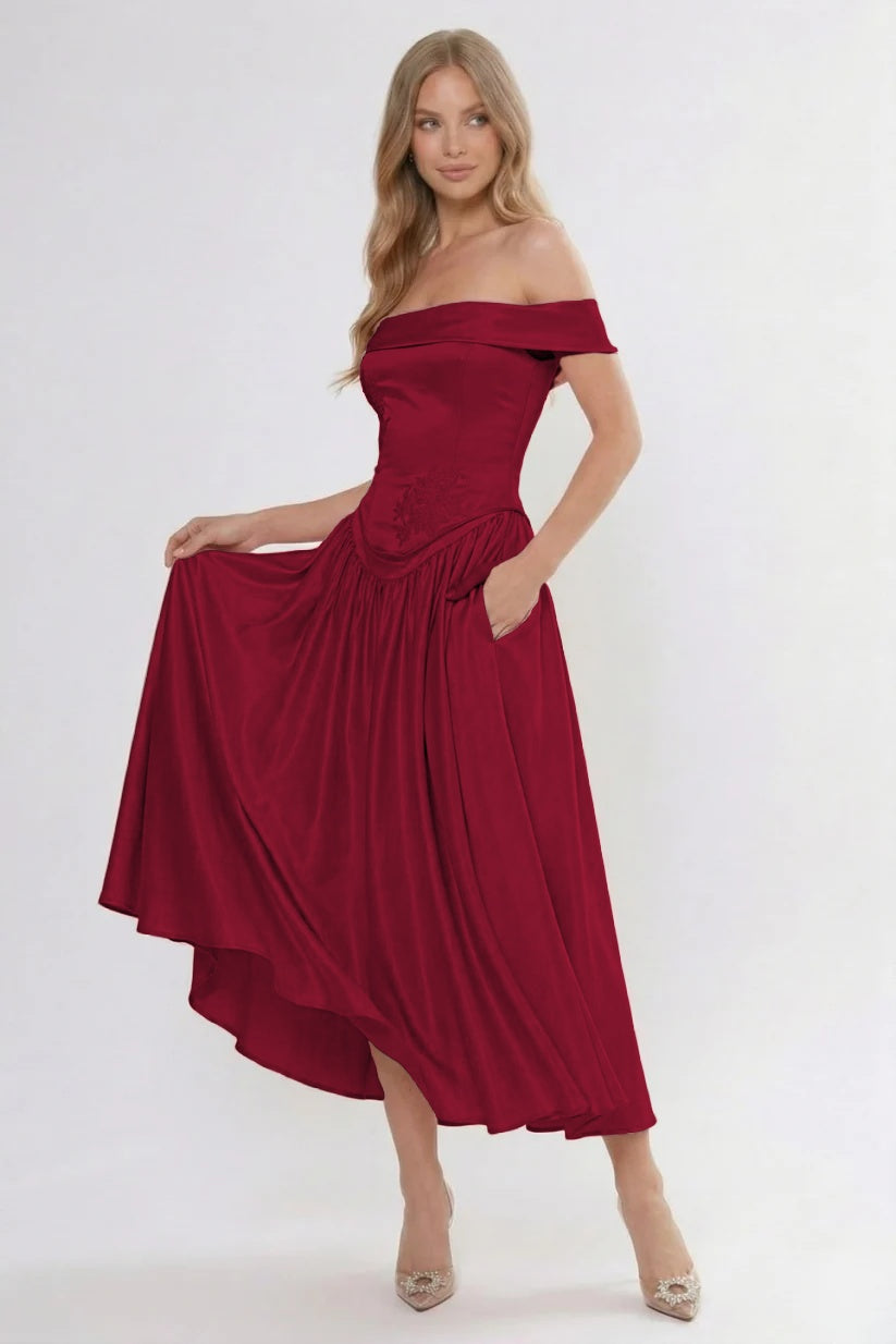 A-Line/Two-Piece Ankle Length Soft Satin Bridesmaid Dress CG0313BM