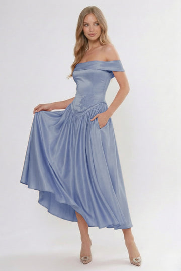 A-Line/Two-Piece Ankle Length Soft Satin Bridesmaid Dress CG0313BM