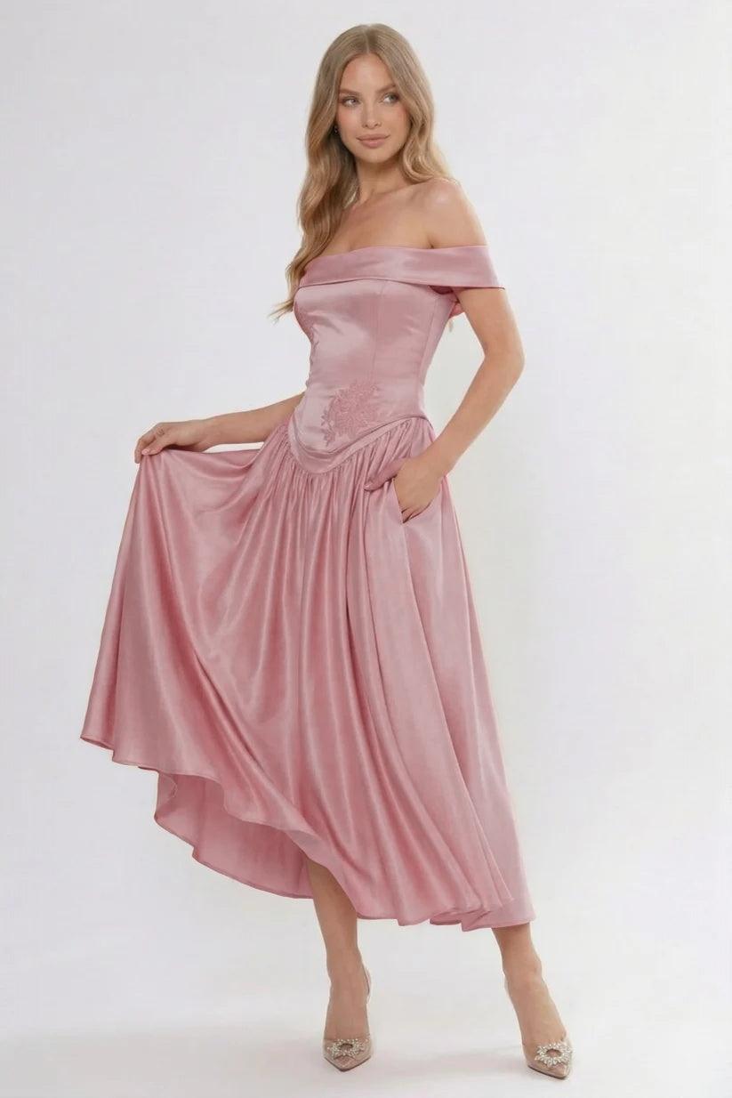 A-Line/Two-Piece Ankle Length Soft Satin Bridesmaid Dress CG0313BM