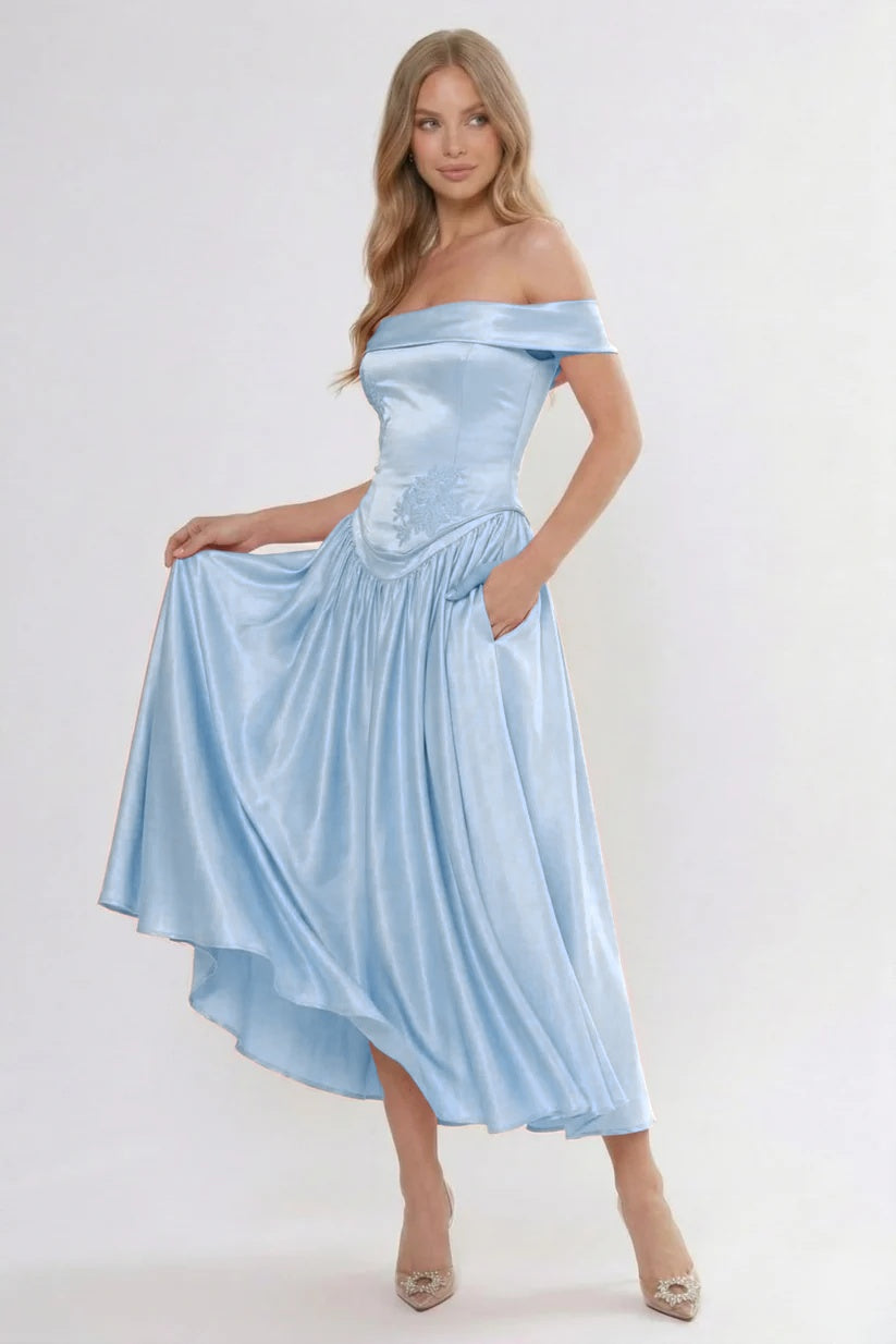 A-Line/Two-Piece Ankle Length Soft Satin Bridesmaid Dress CG0313BM