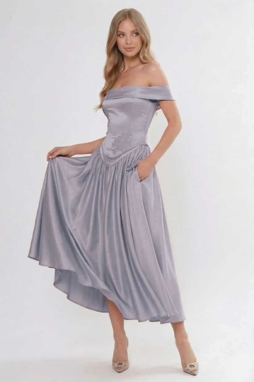 A-Line/Two-Piece Ankle Length Soft Satin Bridesmaid Dress CG0313BM