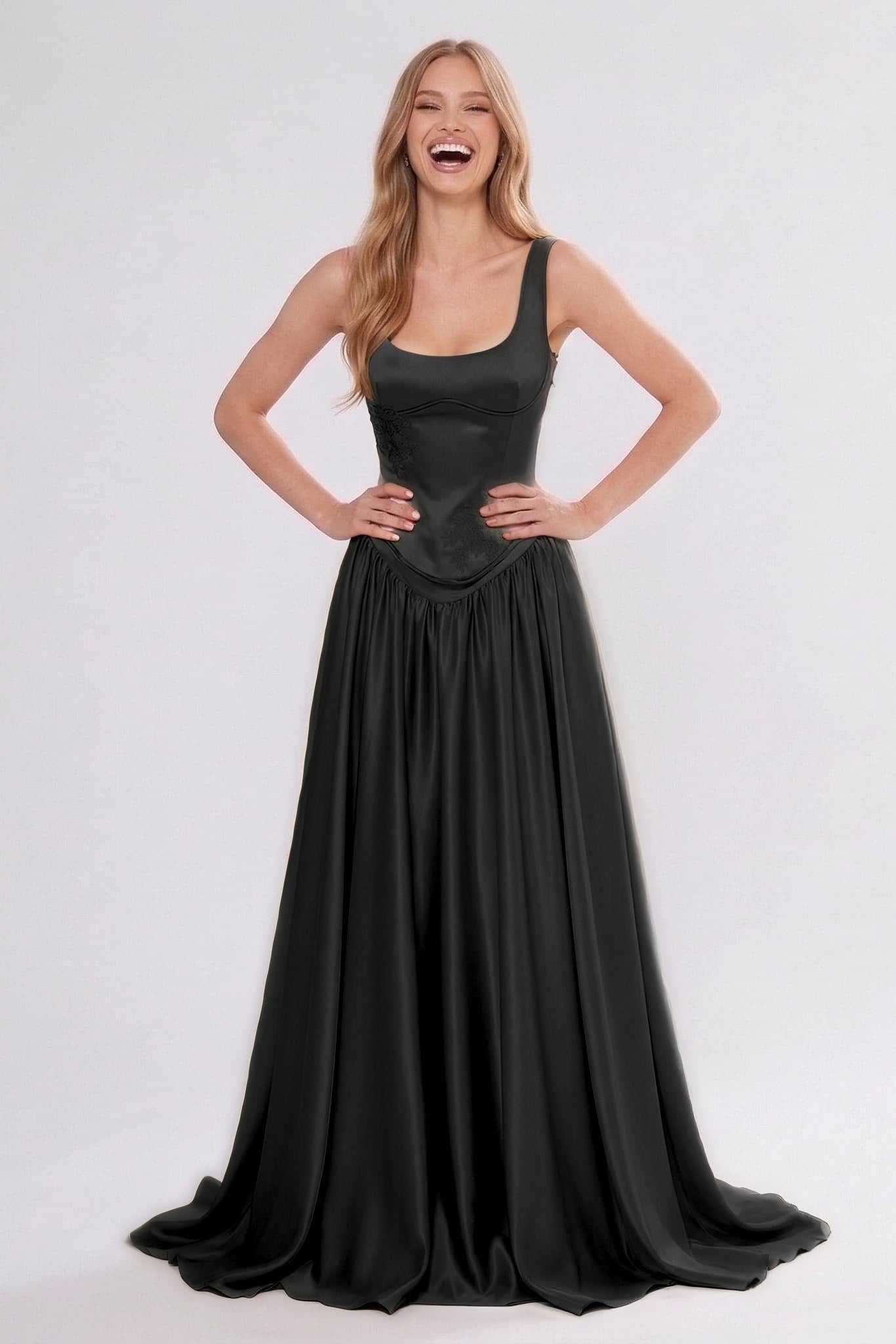 A-Line/Two-Piece Floor Length Soft Satin Wedding Guest Dress CG0314