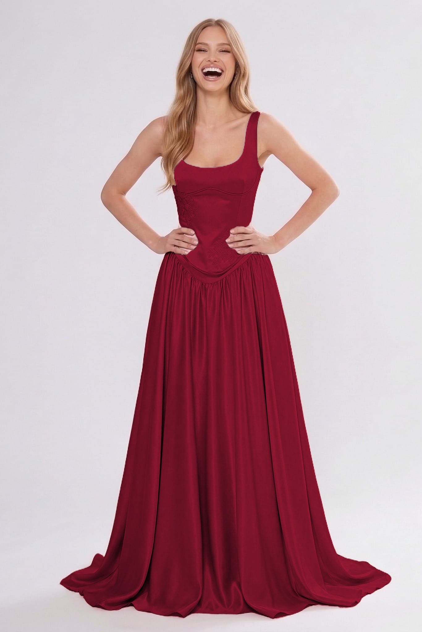 A-Line/Two-Piece Floor Length Soft Satin Wedding Guest Dress CG0314