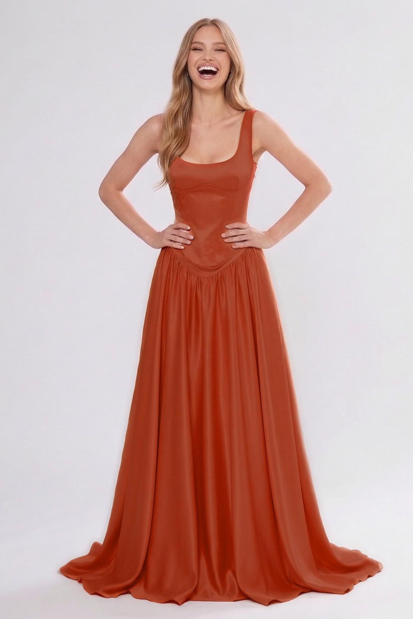 A-Line/Two-Piece Floor Length Soft Satin Wedding Guest Dress CG0314