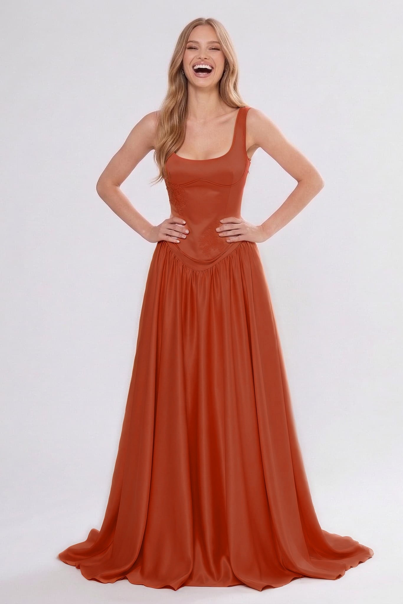 A-Line/Two-Piece Floor Length Soft Satin Wedding Guest Dress CG0314