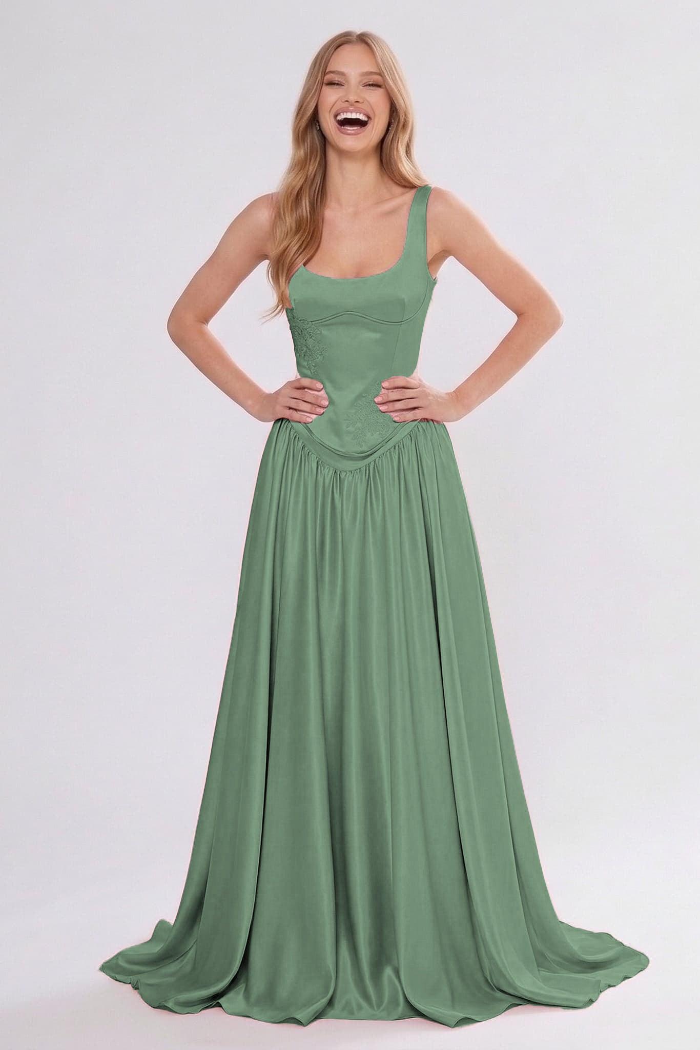 A-Line/Two-Piece Floor Length Soft Satin Bridesmaid Dress CG0314BM