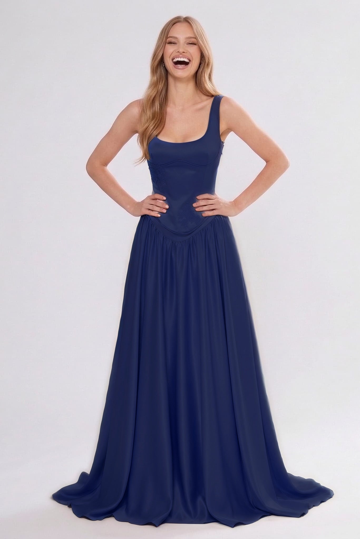 A-Line/Two-Piece Floor Length Soft Satin Wedding Guest Dress CG0314