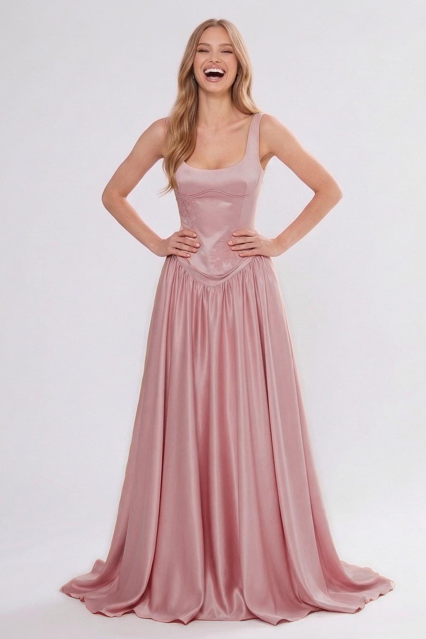A-Line/Two-Piece Floor Length Soft Satin Wedding Guest Dress CG0314