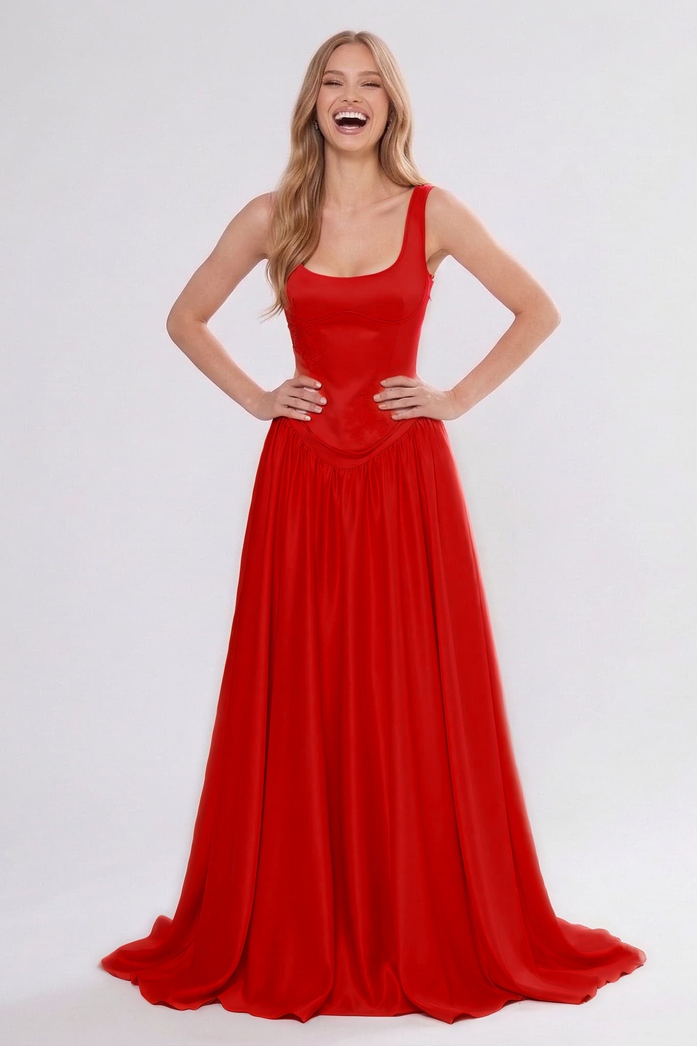 A-Line/Two-Piece Floor Length Soft Satin Wedding Guest Dress CG0314