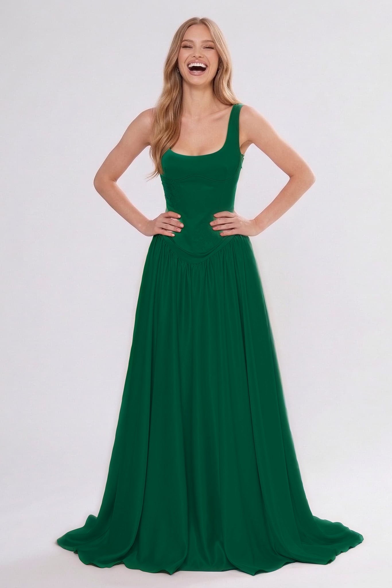 A-Line/Two-Piece Floor Length Soft Satin Wedding Guest Dress CG0314