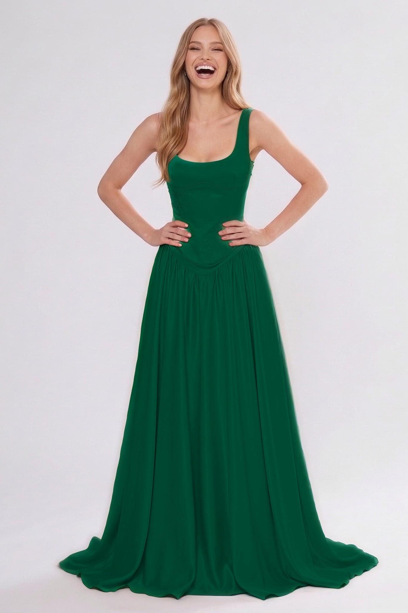 A-Line/Two-Piece Floor Length Soft Satin Wedding Guest Dress CG0314