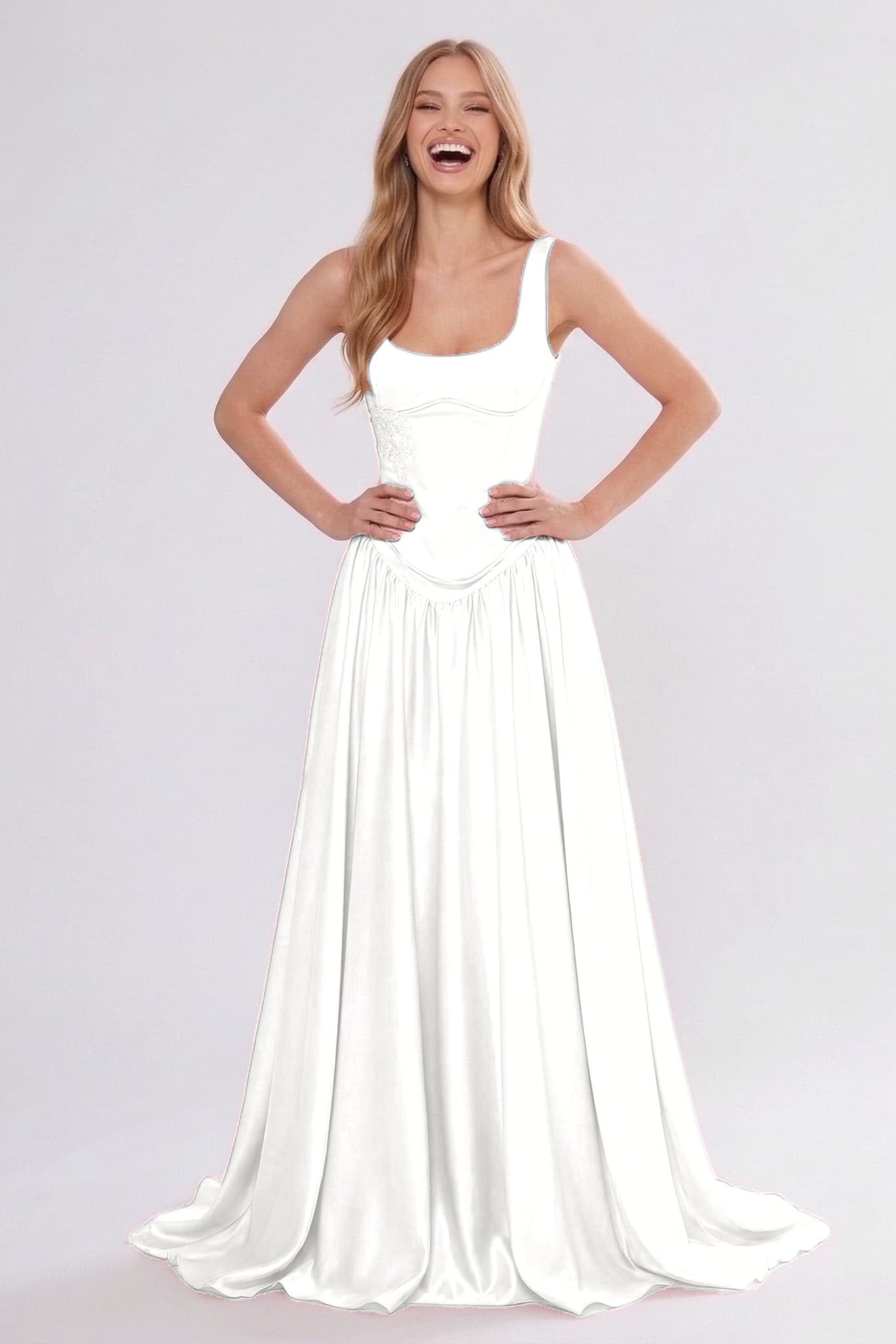 A-Line/Two-Piece Floor Length Soft Satin Bridesmaid Dress CG0314BM
