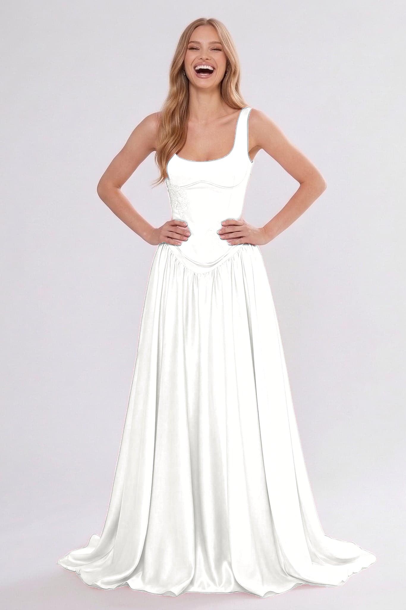 A-Line/Two-Piece Floor Length Soft Satin Bridesmaid Dress CG0314BM