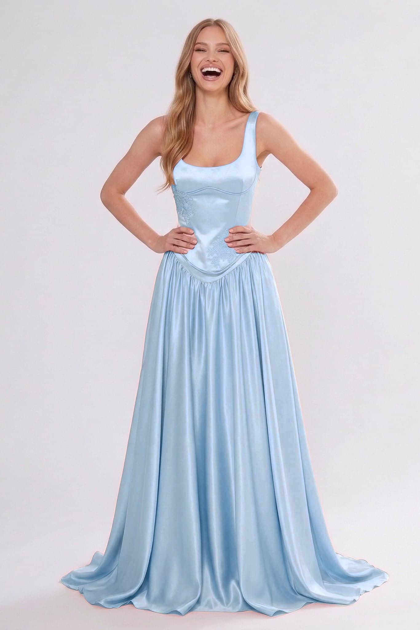 A-Line/Two-Piece Floor Length Soft Satin Wedding Guest Dress CG0314
