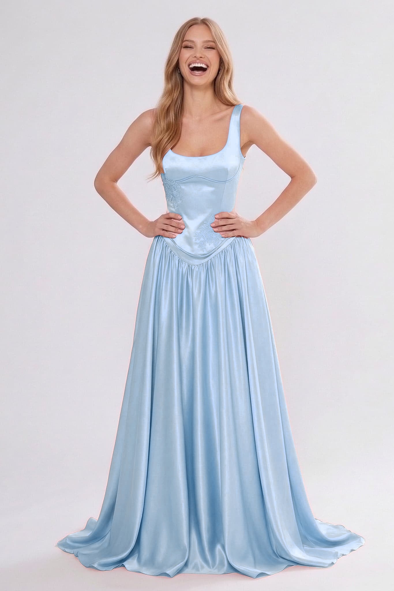 A-Line/Two-Piece Floor Length Soft Satin Bridesmaid Dress CG0314BM