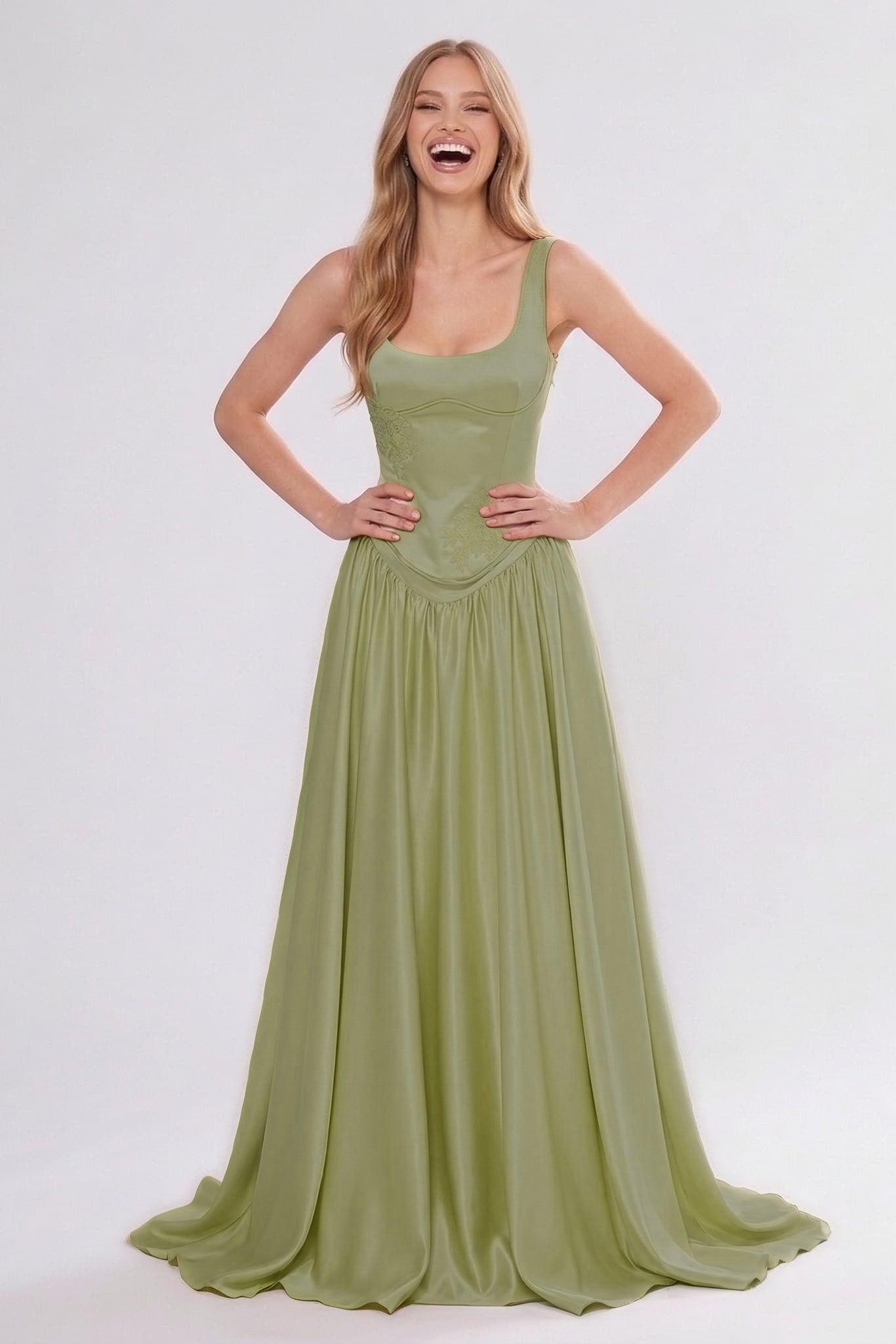 A-Line/Two-Piece Floor Length Soft Satin Wedding Guest Dress CG0314
