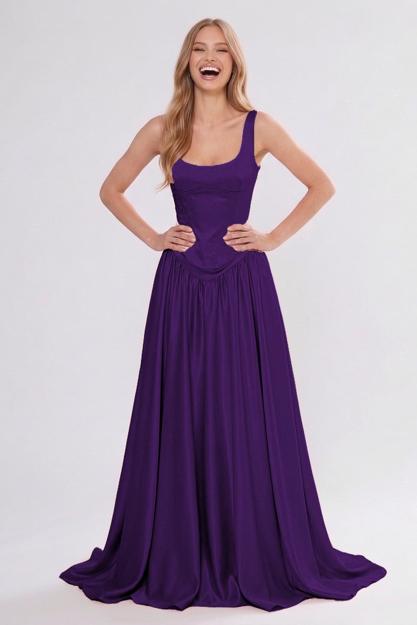 A-Line/Two-Piece Floor Length Soft Satin Wedding Guest Dress CG0314