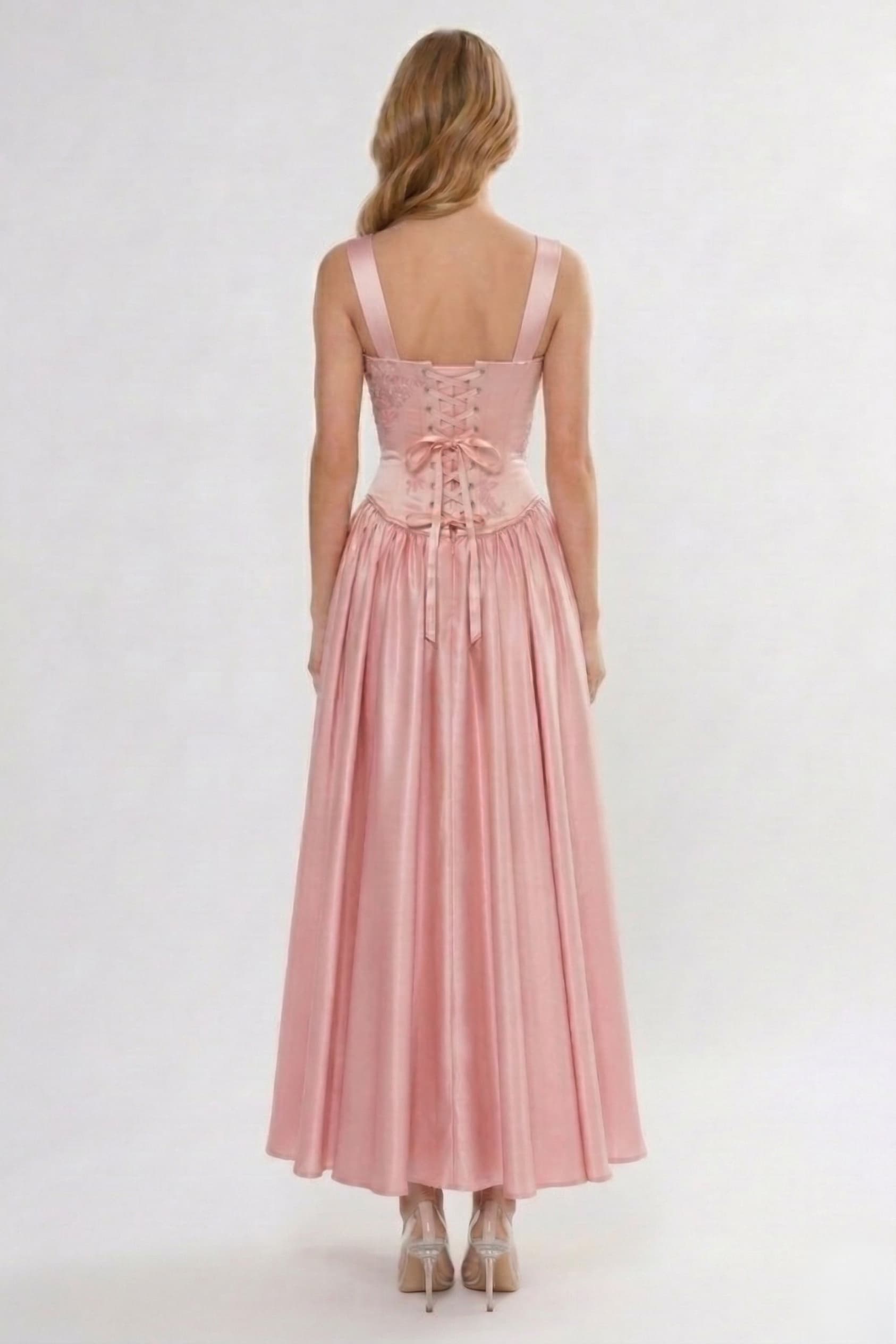A-Line/Two-Piece Ankle Length Soft Satin Wedding Guest Dress CG0315