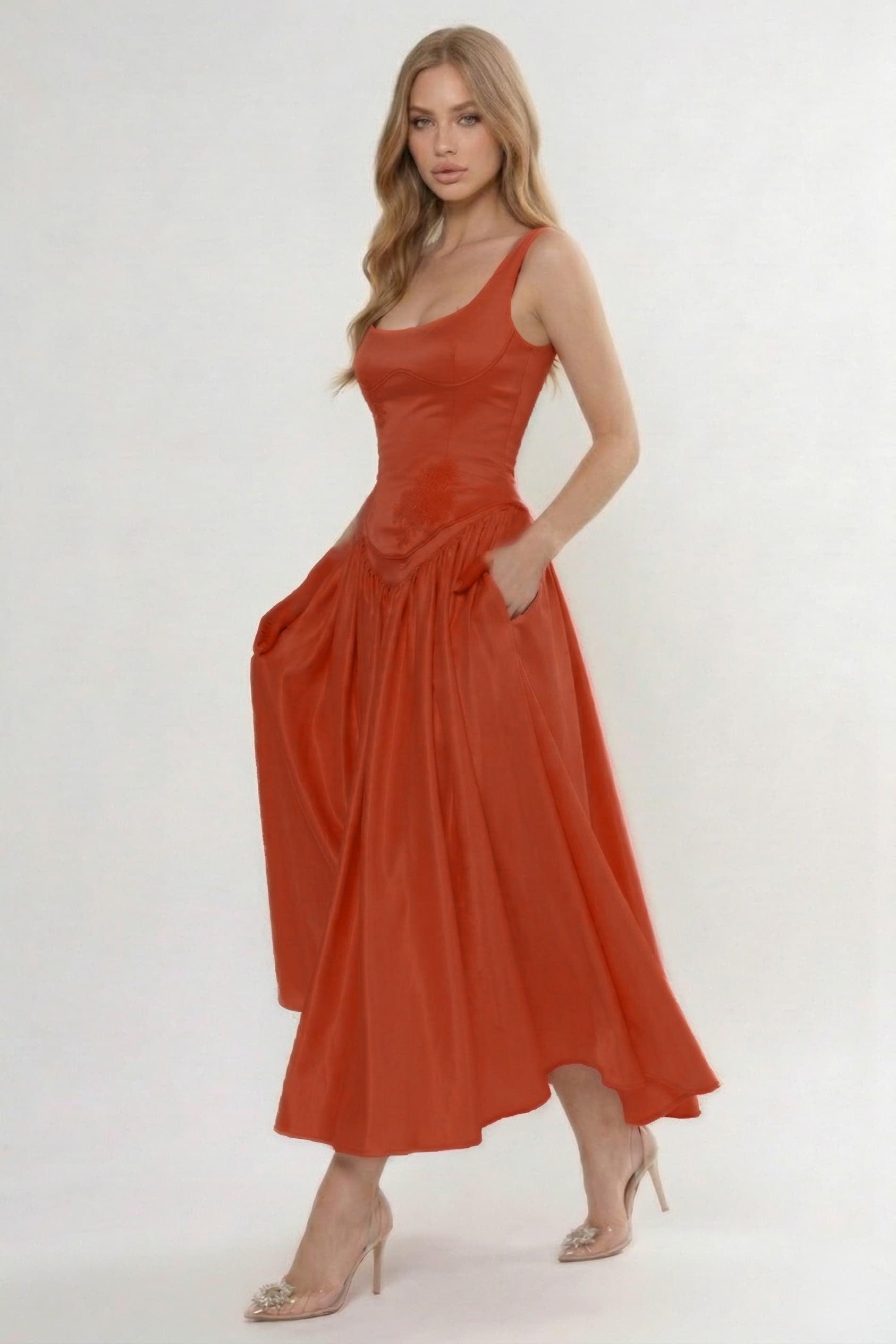 A-Line/Two-Piece Ankle Length Soft Satin Wedding Guest Dress CG0315