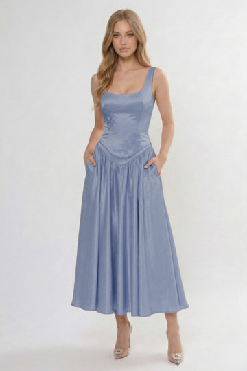 A-Line/Two-Piece Ankle Length Soft Satin Bridesmaid Dress CG0315BM