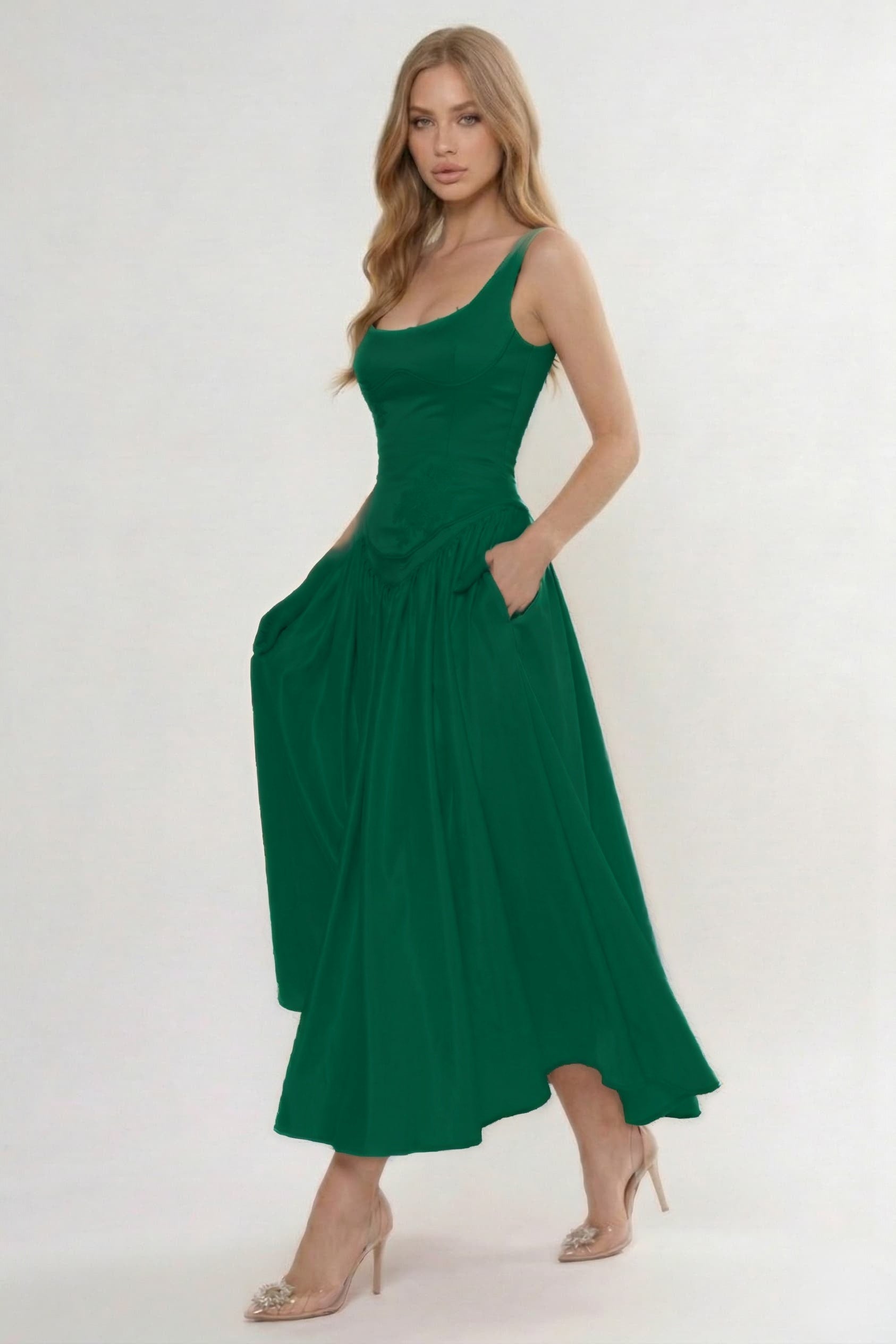 A-Line/Two-Piece Ankle Length Soft Satin Wedding Guest Dress CG0315
