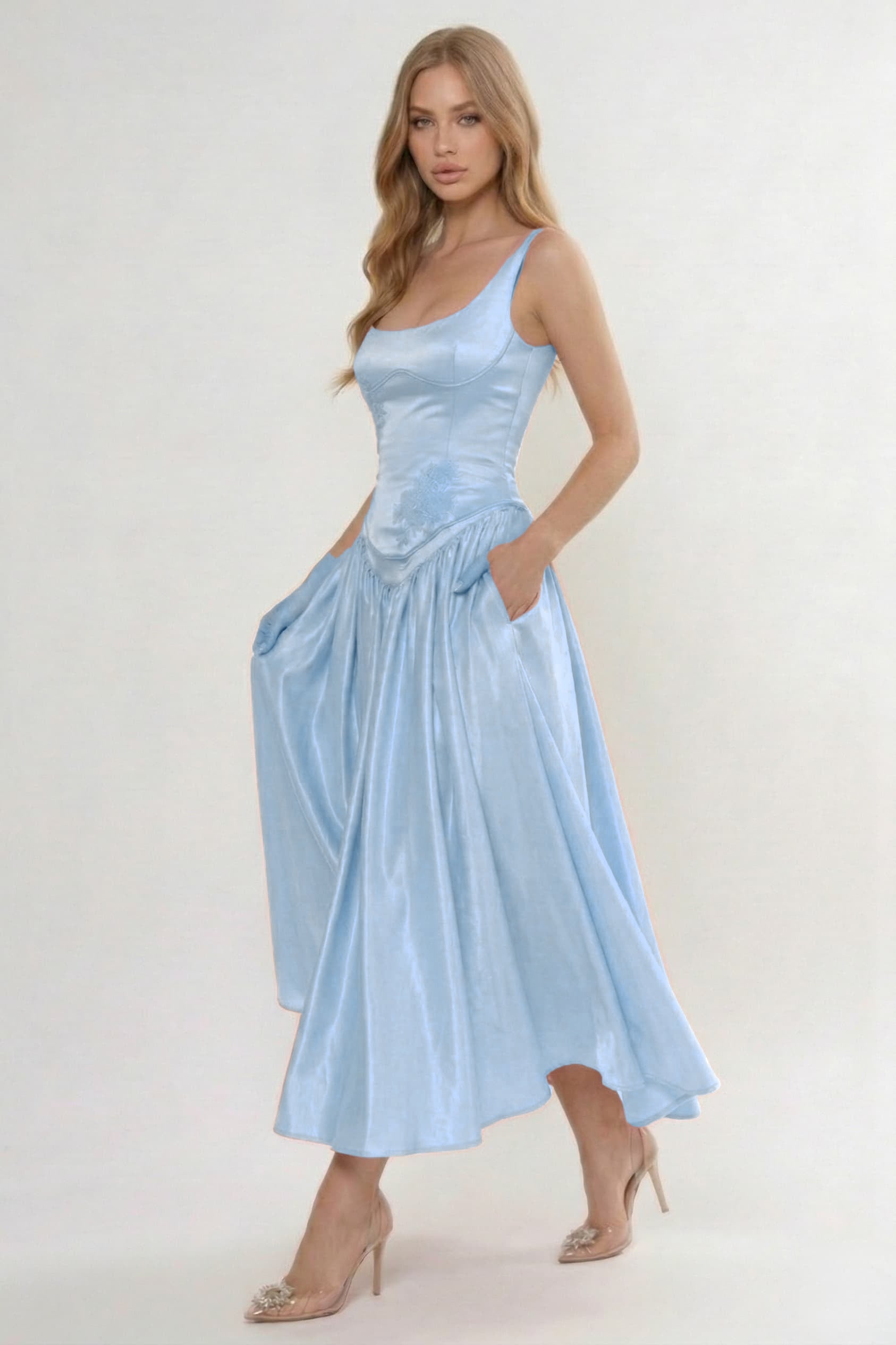 A-Line/Two-Piece Ankle Length Soft Satin Bridesmaid Dress CG0315BM