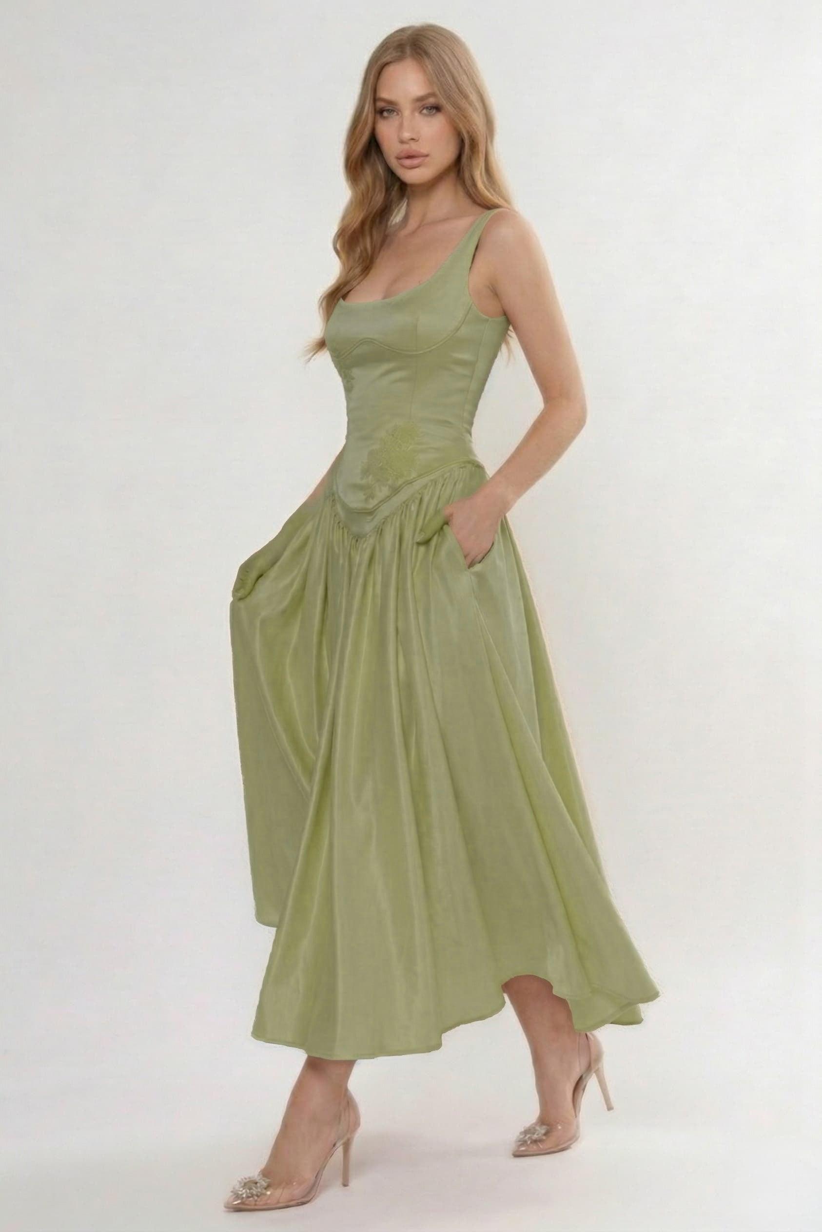 A-Line/Two-Piece Ankle Length Soft Satin Wedding Guest Dress CG0315