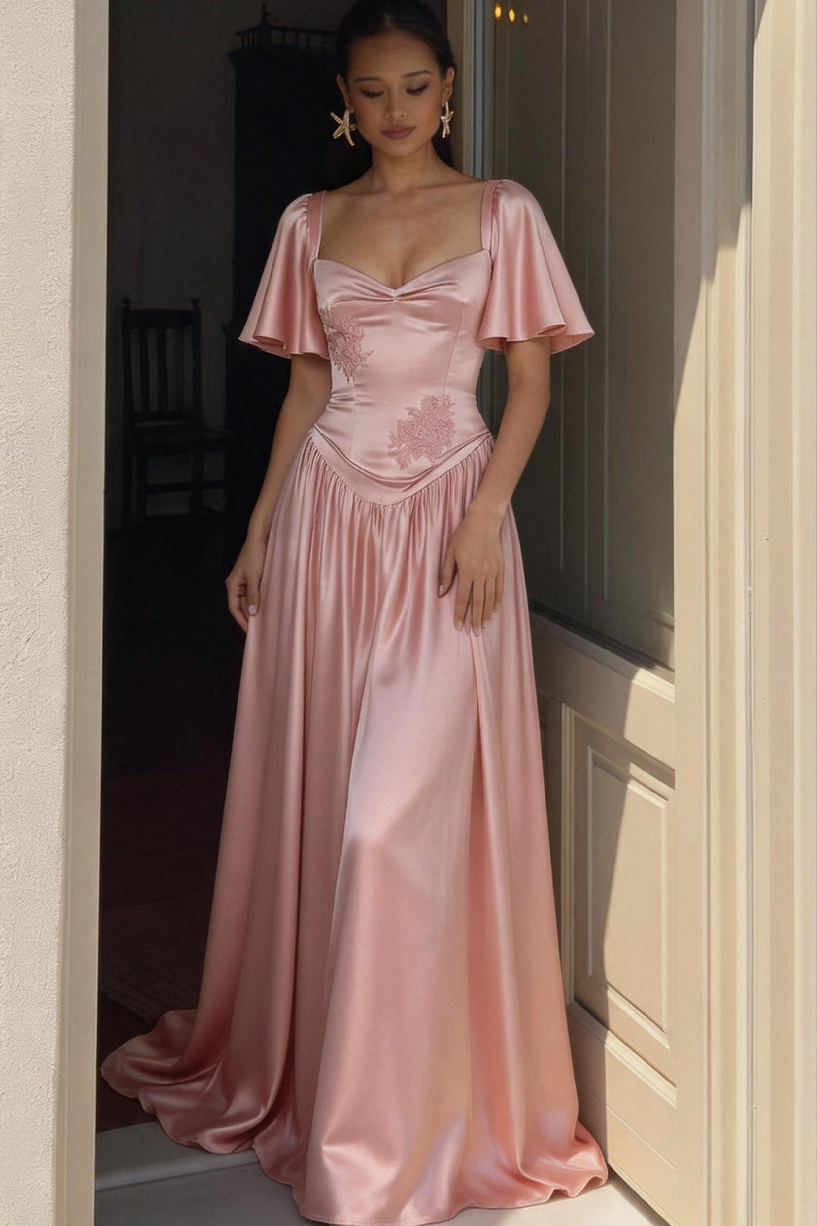 A-Line/Two-Piece Floor Length Soft Satin Bridesmaid Dress CG0316BM