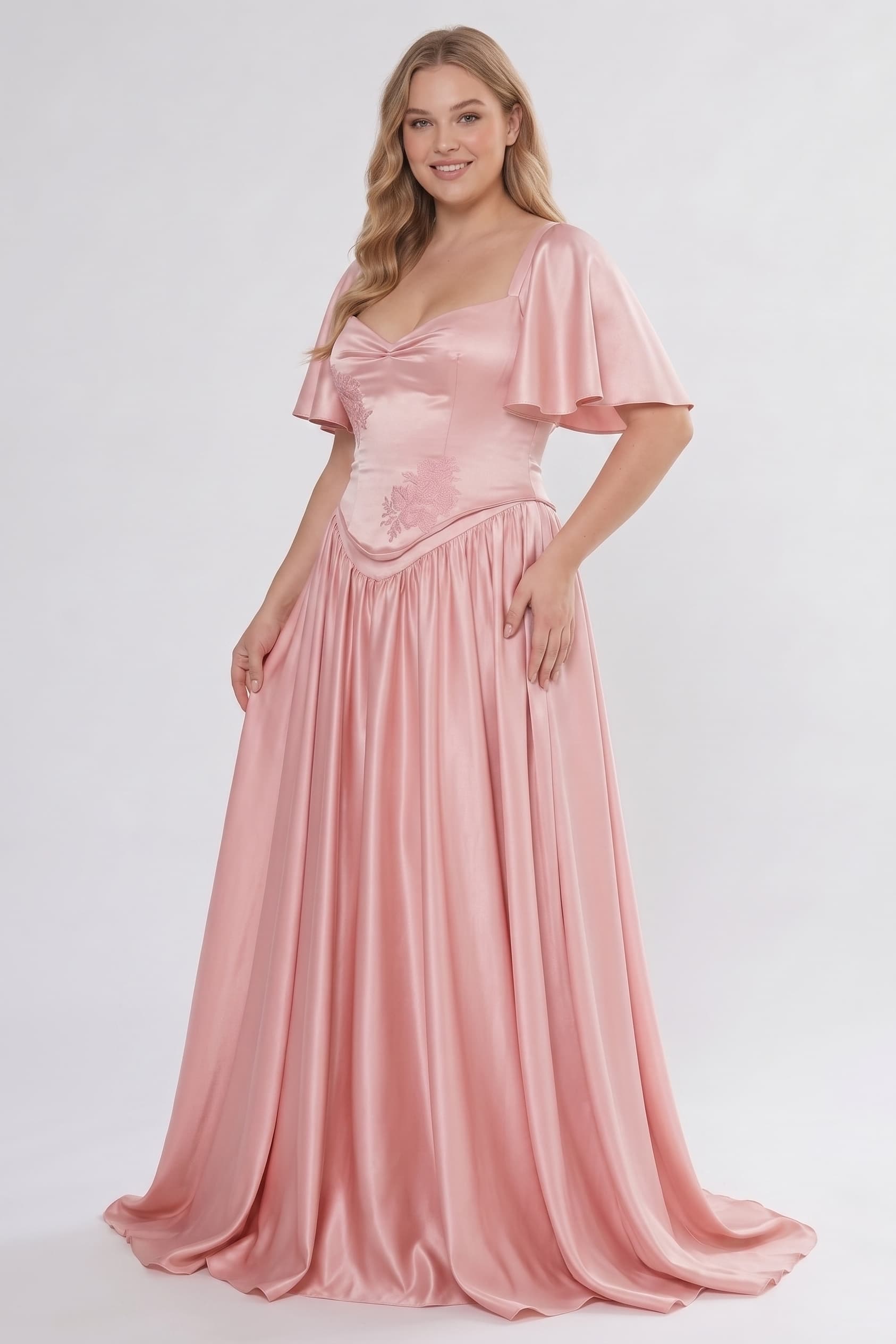 A-Line/Two-Piece Floor Length Soft Satin Bridesmaid Dress CG0316BM