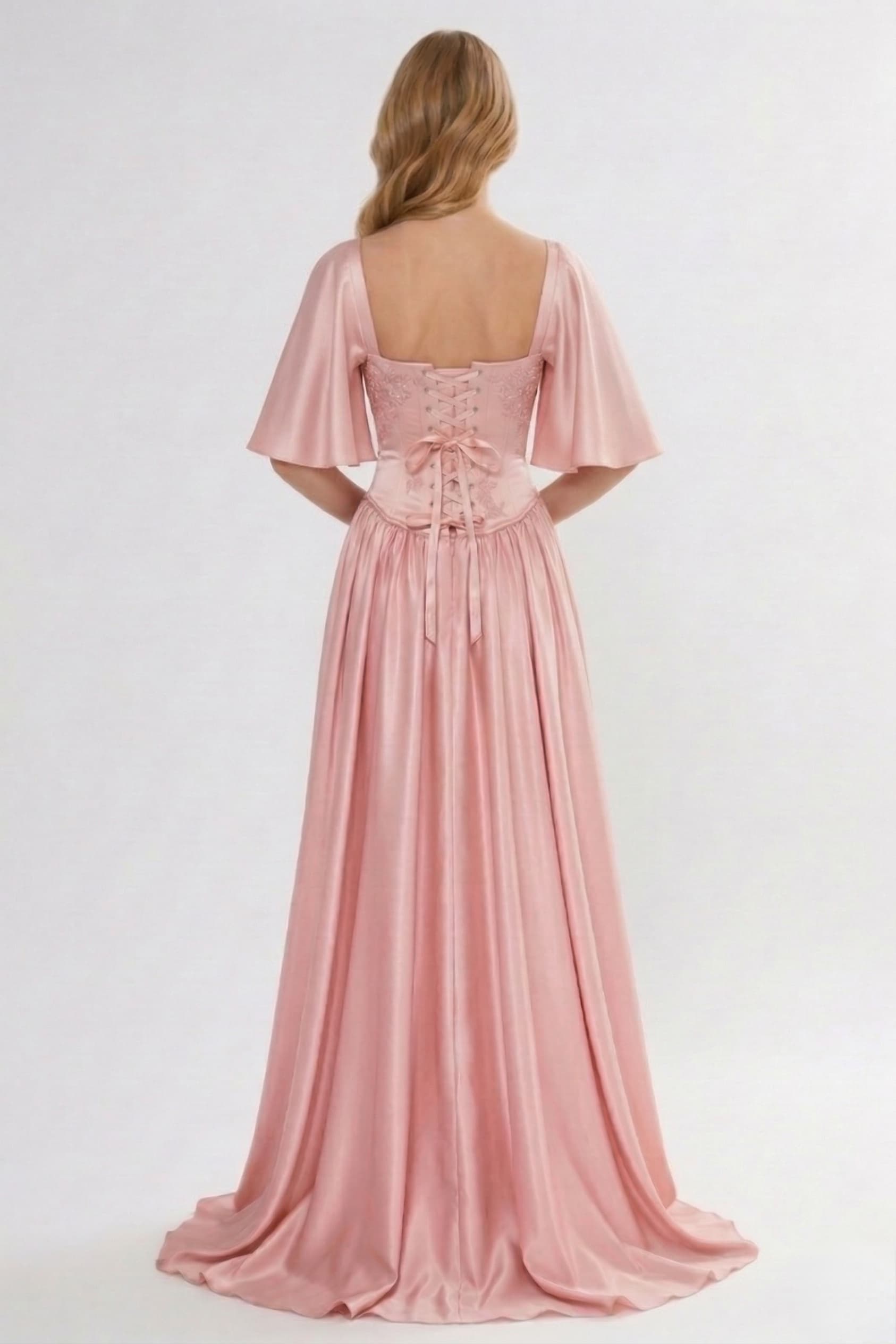 A-Line/Two-Piece Floor Length Soft Satin Wedding Guest Dress CG0316