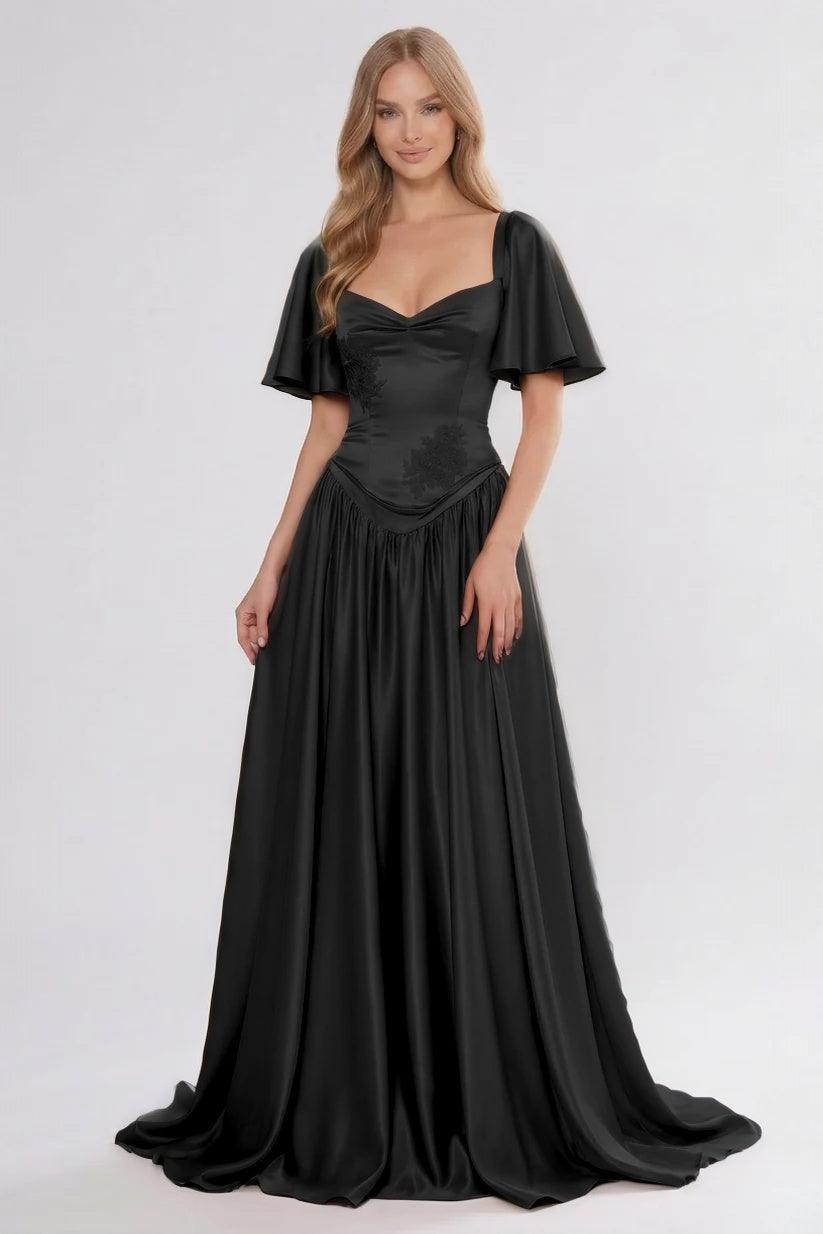 A-Line/Two-Piece Floor Length Soft Satin Wedding Guest Dress CG0316