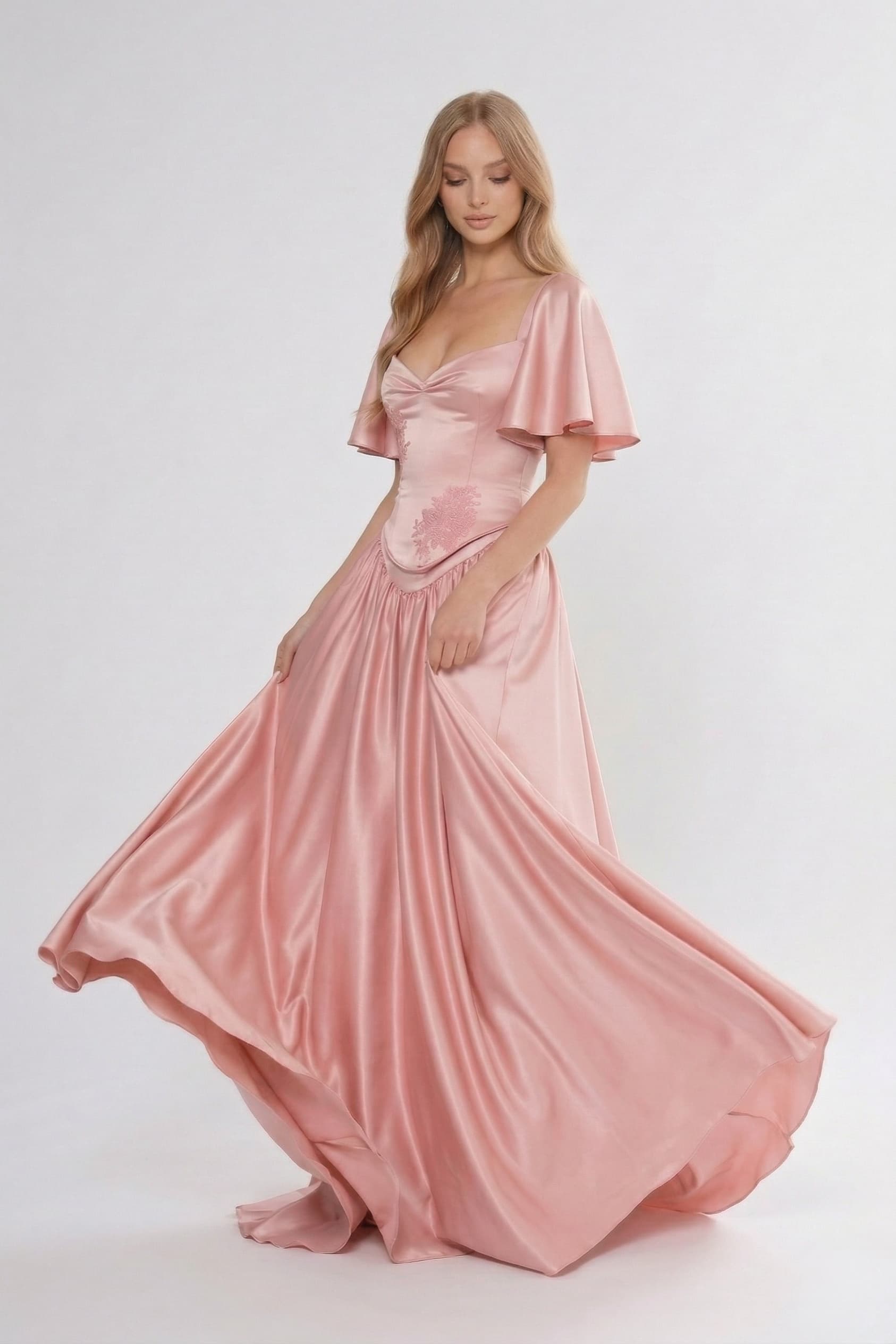 A-Line/Two-Piece Floor Length Soft Satin Bridesmaid Dress CG0316BM