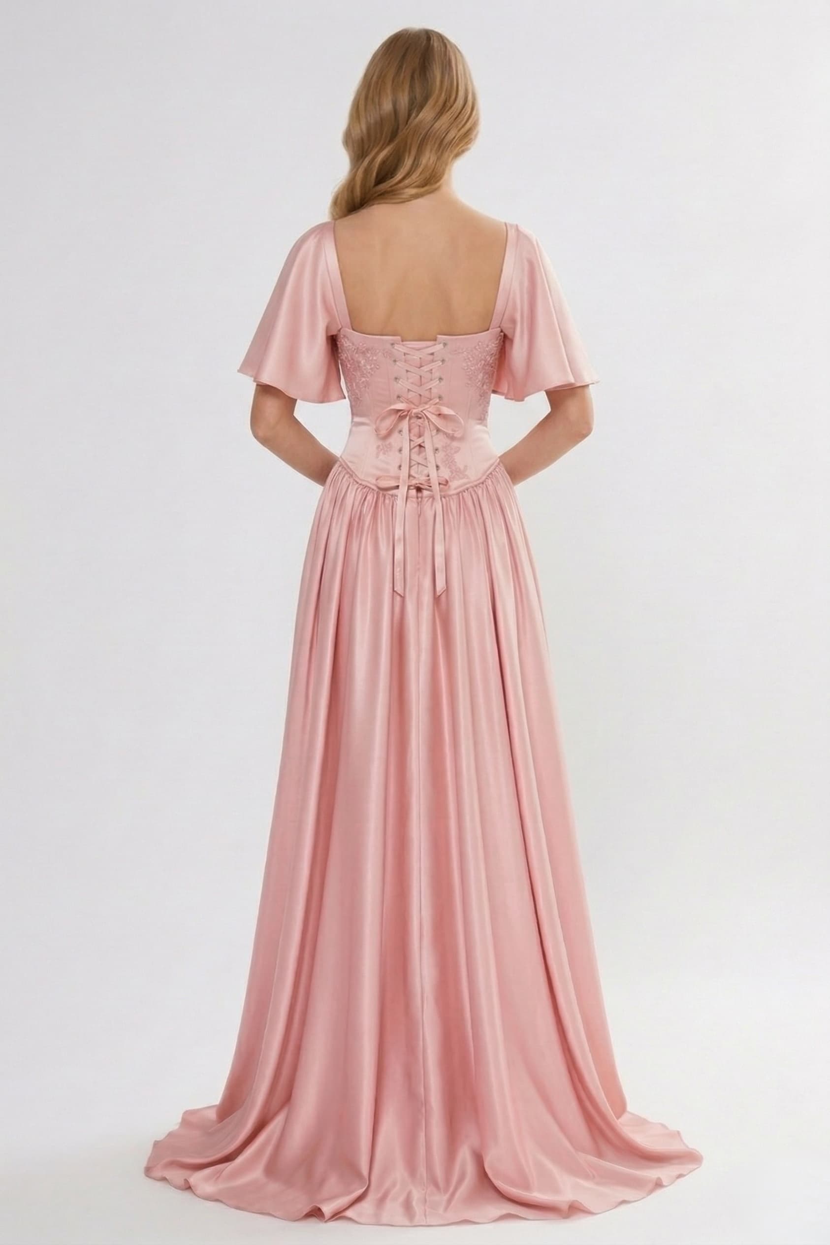 A-Line/Two-Piece Floor Length Soft Satin Wedding Guest Dress CG0316