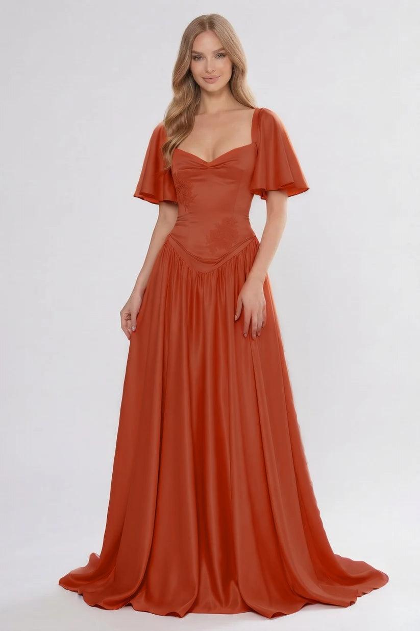 A-Line/Two-Piece Floor Length Soft Satin Wedding Guest Dress CG0316