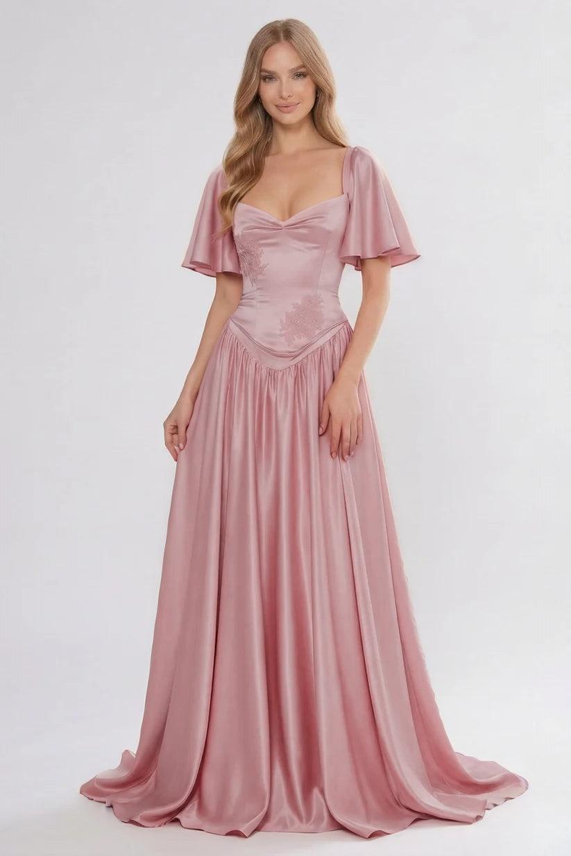 A-Line/Two-Piece Floor Length Soft Satin Wedding Guest Dress CG0316