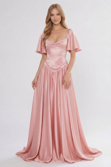 A-Line/Two-Piece Floor Length Soft Satin Wedding Guest Dress CG0316