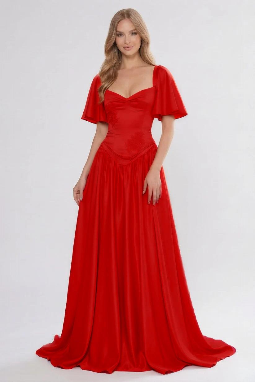 A-Line/Two-Piece Floor Length Soft Satin Wedding Guest Dress CG0316
