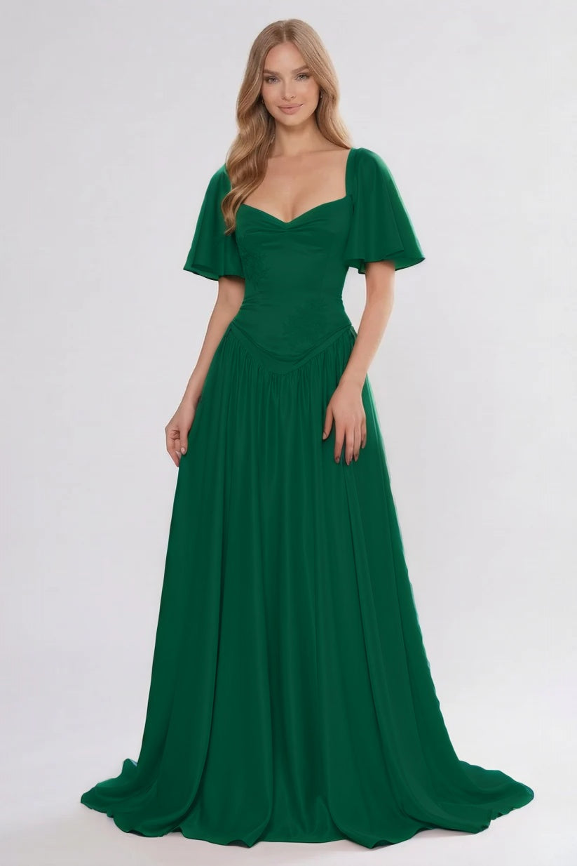 A-Line/Two-Piece Floor Length Soft Satin Wedding Guest Dress CG0316