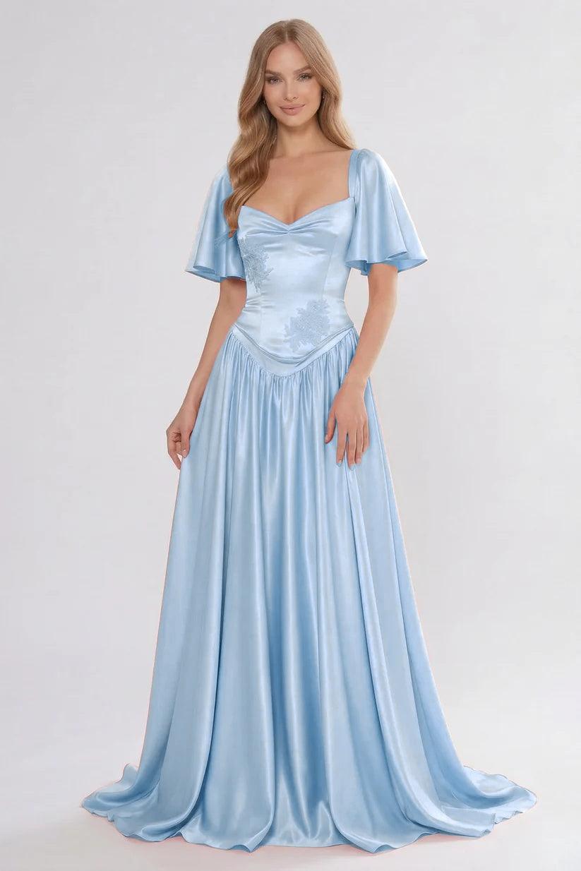 A-Line/Two-Piece Floor Length Soft Satin Wedding Guest Dress CG0316