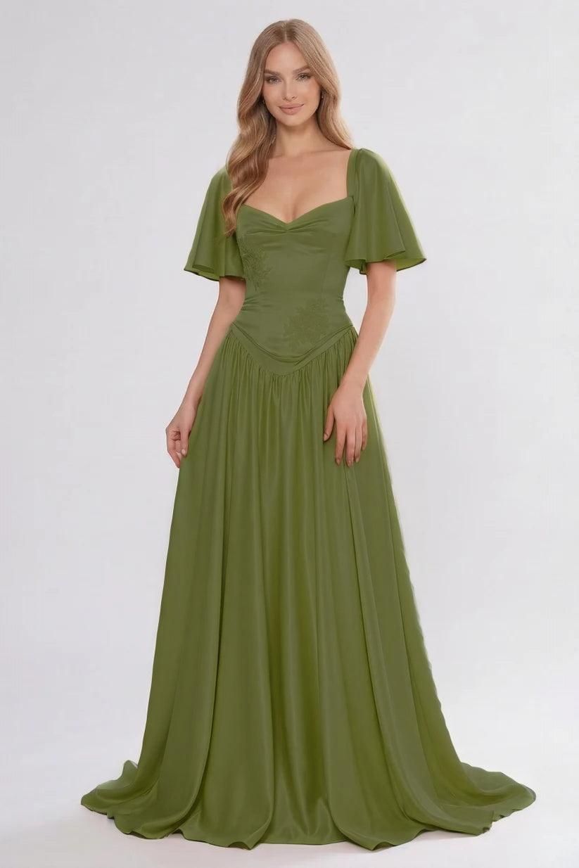 A-Line/Two-Piece Floor Length Soft Satin Wedding Guest Dress CG0316