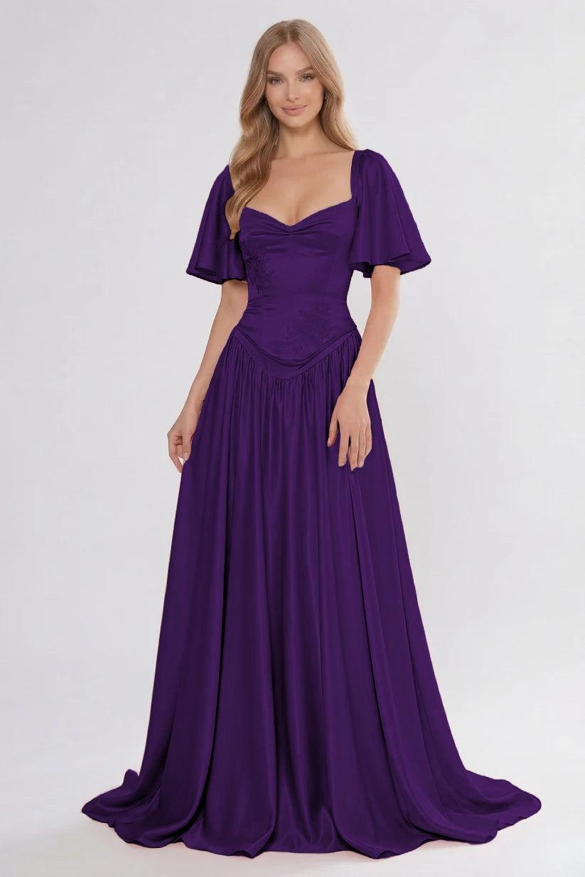 A-Line/Two-Piece Floor Length Soft Satin Wedding Guest Dress CG0316
