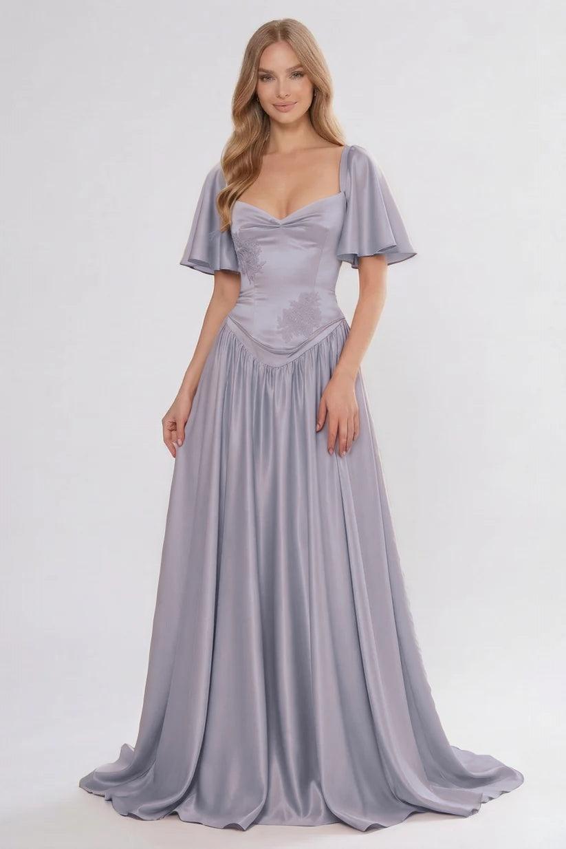 A-Line/Two-Piece Floor Length Soft Satin Wedding Guest Dress CG0316