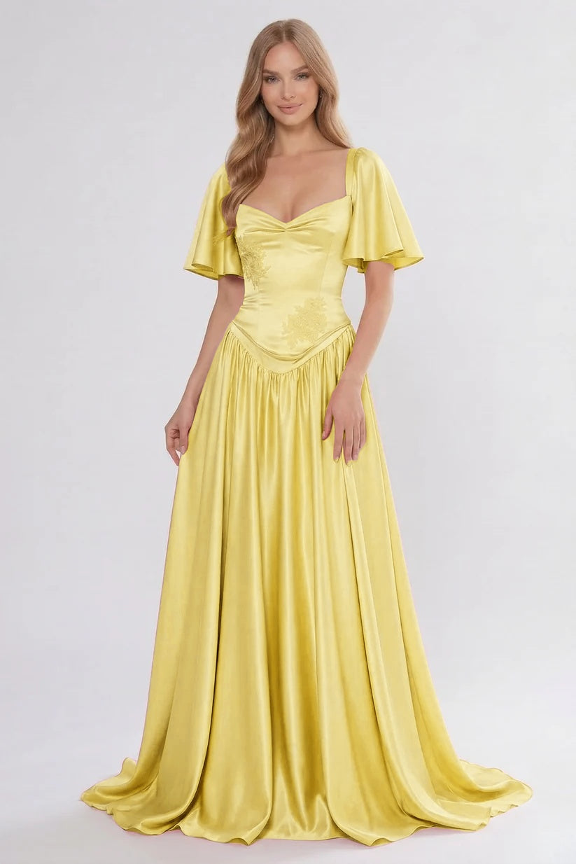 A-Line/Two-Piece Floor Length Soft Satin Wedding Guest Dress CG0316